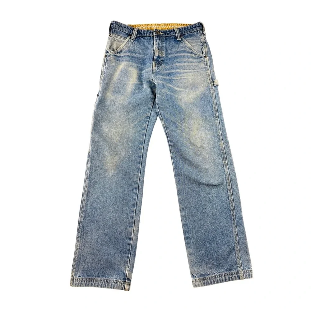 Smith's Workwear Carpenter Jeans Men 31x32 Blue Denim Cotton Blend Hammer Loop